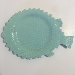 Textured Puffer Fish Serving Plate, Pale Turquoise M Studio